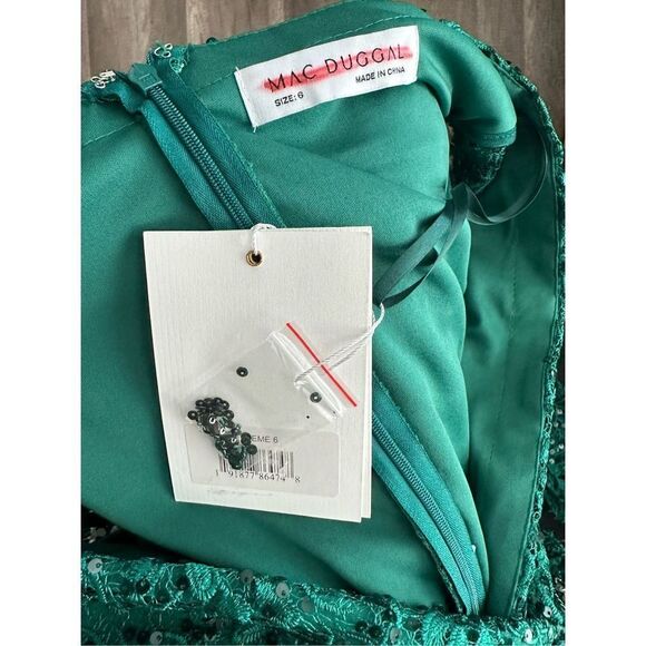 MAC DUGGAL EMBELLISHED WRAP OVER LONG SLEEVE GOWN - Picture 10 of 10